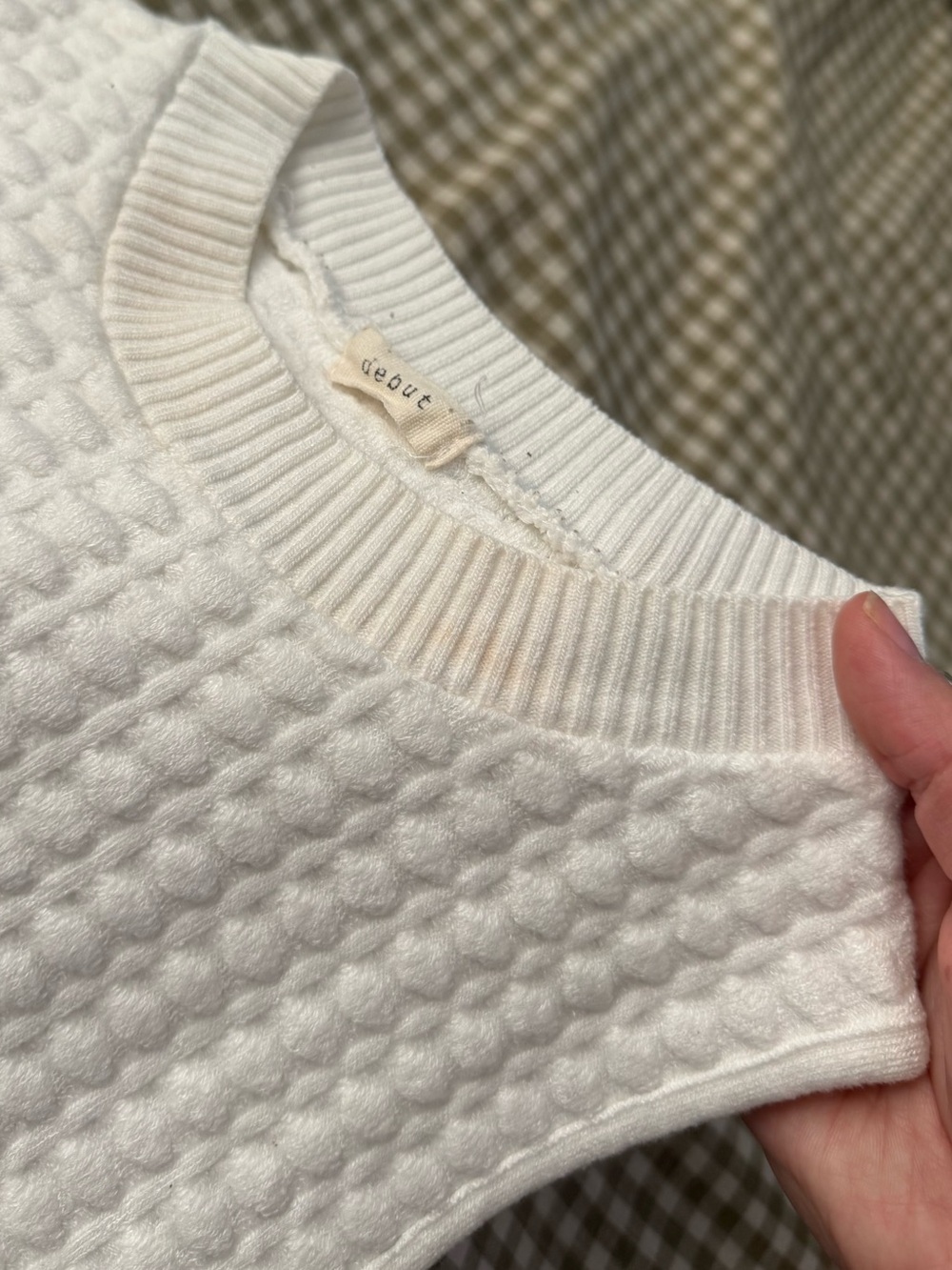 Debut White Textured Knit High Neck Cropped Tank - Picture 6 of 6